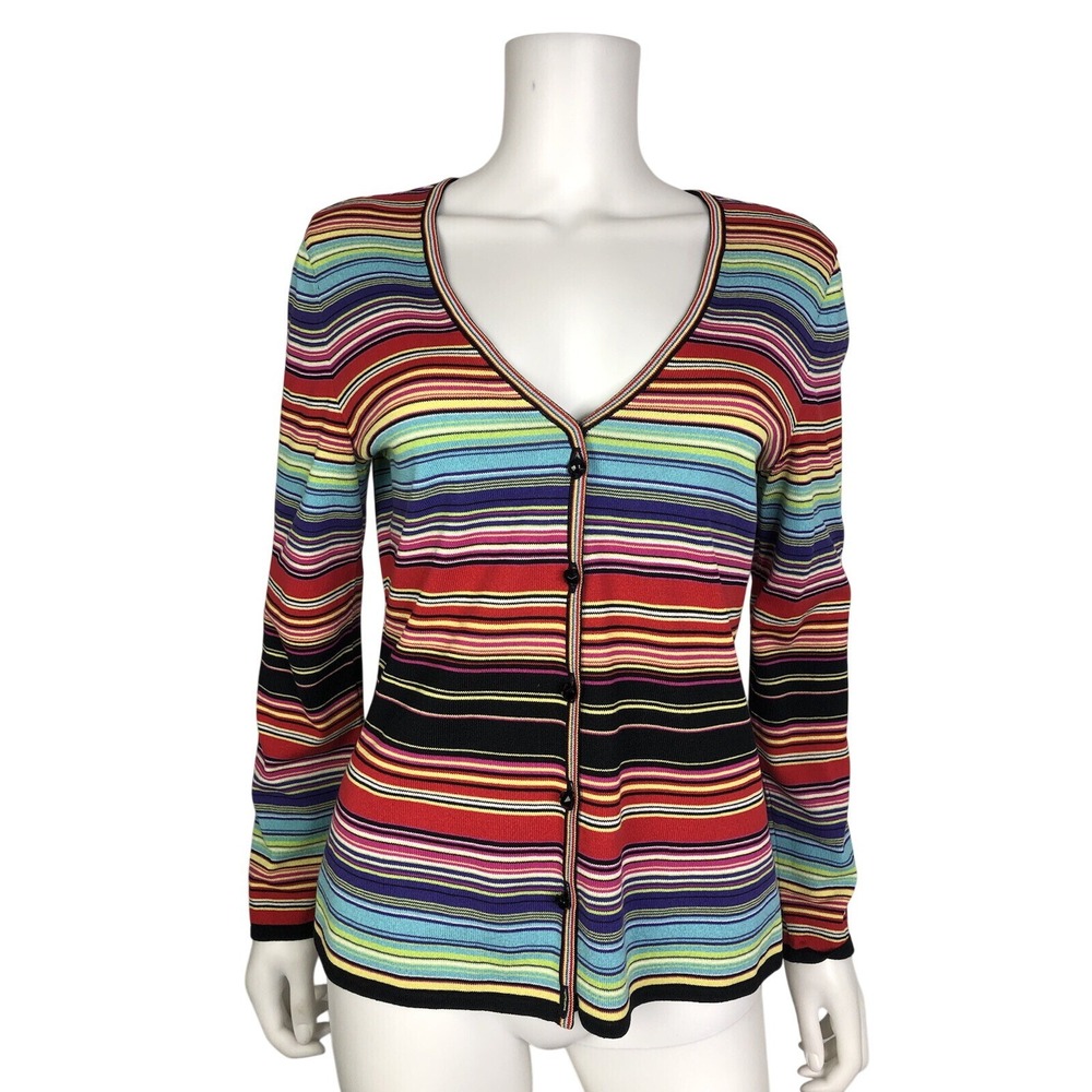 Escada Cardigan Button Front Knit Top Size 38 Medium Colorful Designer Luxury
